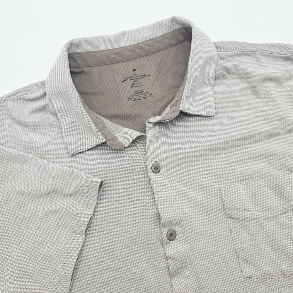 Fabletics Mens XL Brown Pique Knit Short Sleeve Button Down Shirt Pocket Stretch